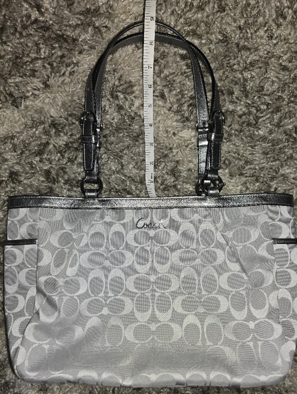 Coach Silver Signature Tote Bag - Picture 9 of 11